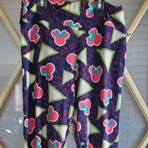 LuLaRoe Navy, Green and Pink Geometric Leggings Disney Minnie